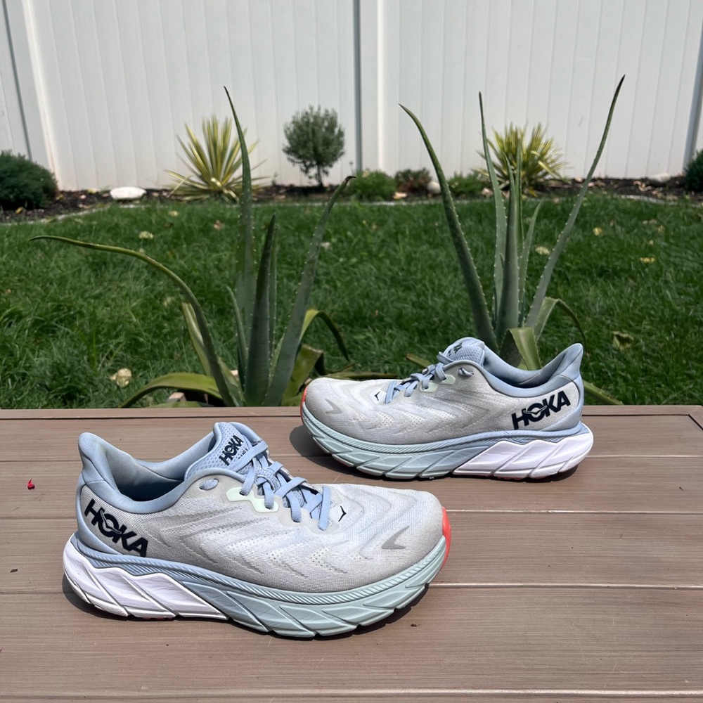 Hoka Light Blue and White Running Shoes
